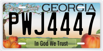 GA license plate PWJ4447