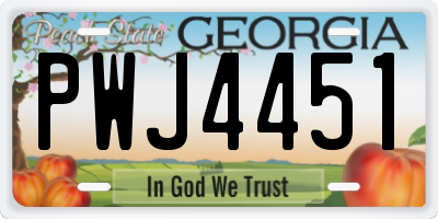 GA license plate PWJ4451