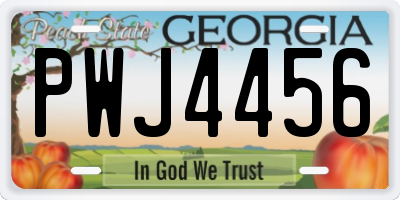 GA license plate PWJ4456