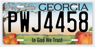 GA license plate PWJ4458