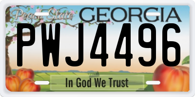 GA license plate PWJ4496