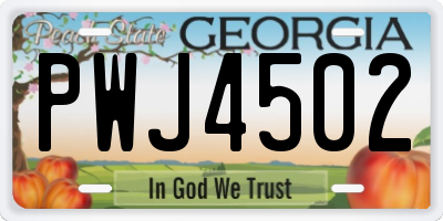 GA license plate PWJ4502