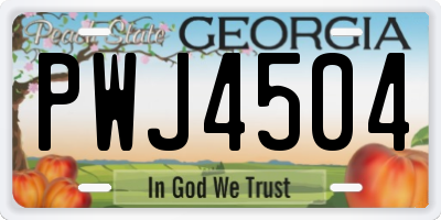 GA license plate PWJ4504