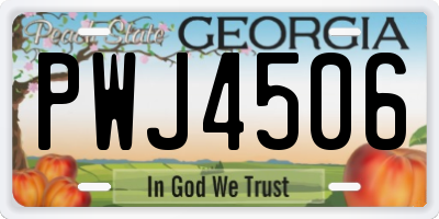 GA license plate PWJ4506