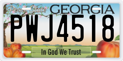 GA license plate PWJ4518