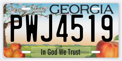 GA license plate PWJ4519
