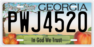 GA license plate PWJ4520