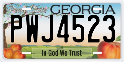 GA license plate PWJ4523