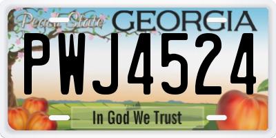 GA license plate PWJ4524