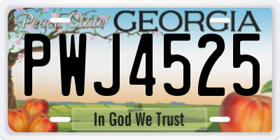 GA license plate PWJ4525
