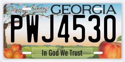 GA license plate PWJ4530