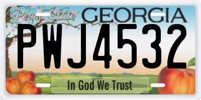 GA license plate PWJ4532
