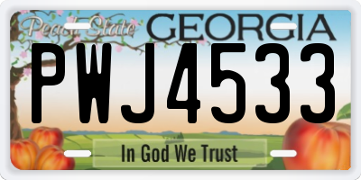 GA license plate PWJ4533