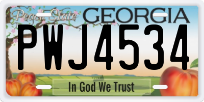 GA license plate PWJ4534