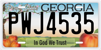 GA license plate PWJ4535