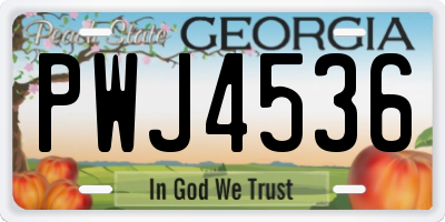 GA license plate PWJ4536