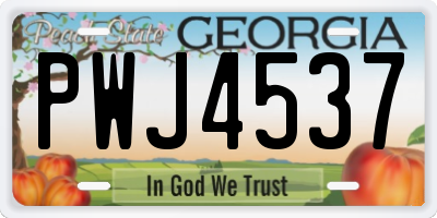 GA license plate PWJ4537