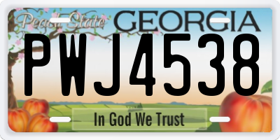 GA license plate PWJ4538