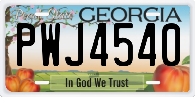 GA license plate PWJ4540