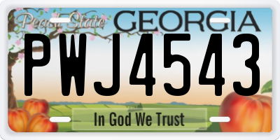 GA license plate PWJ4543