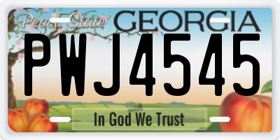 GA license plate PWJ4545
