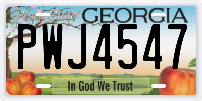 GA license plate PWJ4547