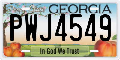 GA license plate PWJ4549