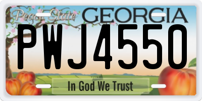 GA license plate PWJ4550