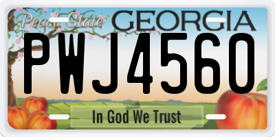 GA license plate PWJ4560