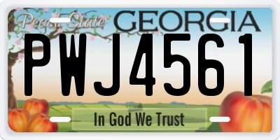 GA license plate PWJ4561