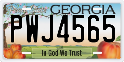 GA license plate PWJ4565