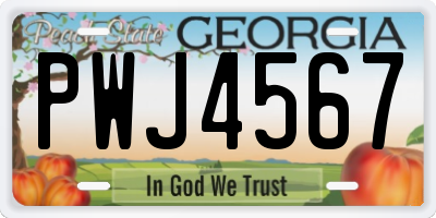 GA license plate PWJ4567