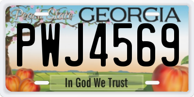 GA license plate PWJ4569