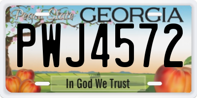 GA license plate PWJ4572