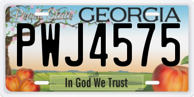 GA license plate PWJ4575