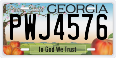 GA license plate PWJ4576