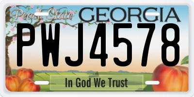 GA license plate PWJ4578