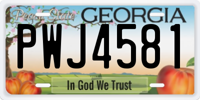 GA license plate PWJ4581