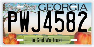 GA license plate PWJ4582