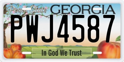 GA license plate PWJ4587