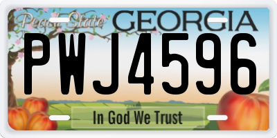 GA license plate PWJ4596