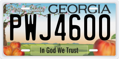 GA license plate PWJ4600