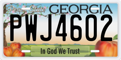 GA license plate PWJ4602