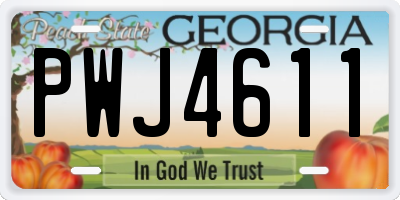 GA license plate PWJ4611