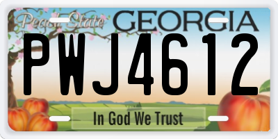 GA license plate PWJ4612