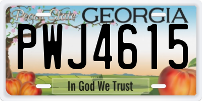 GA license plate PWJ4615