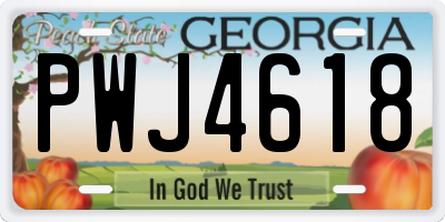 GA license plate PWJ4618