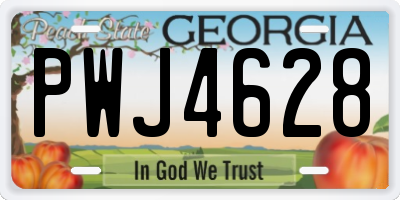 GA license plate PWJ4628
