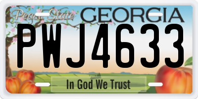 GA license plate PWJ4633