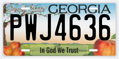 GA license plate PWJ4636